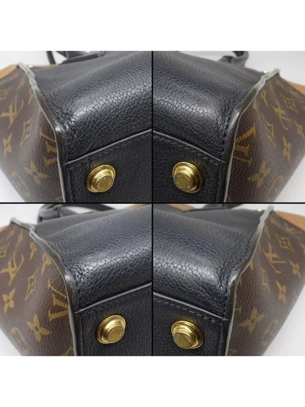 Louis Vuitton Tote Bag on My Side MM Monogram Canvas Black Grain Calfskin